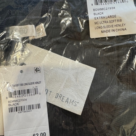 NWT - Barefoot Dreams - Ultra-Soft Rib Long Sleeve Henley Black - Size: XL - 14 - Picture 5 of 6